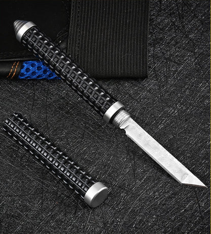 Mini Damascus‑Pattern Pen‑Style Collectible EDC Ornament