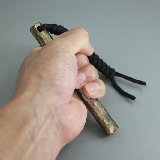 Retro Brass EDC Tool with Hand-polished Stone Pits on The Surface