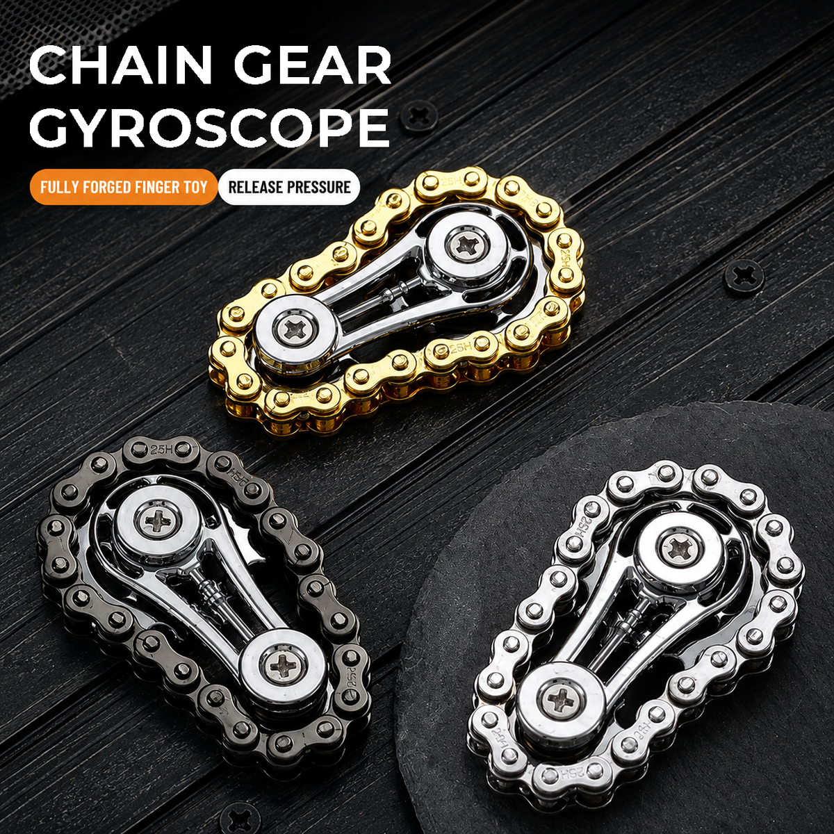 CHAIN GEAR GYROSCOPE zinc alloy mechanical fidget spinner adult stress relief EDC fidget toy