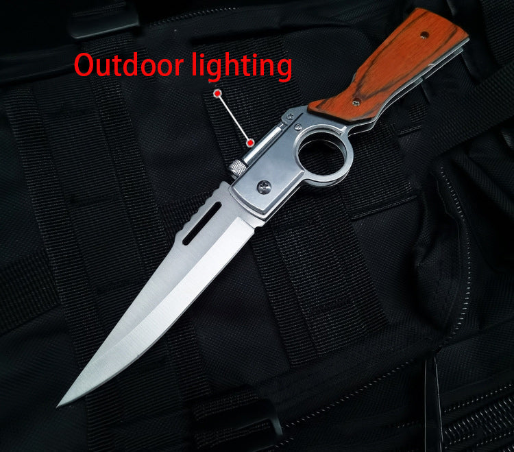 Wood‑Textured Handle Folding Hobby Collectible Pocket Decor Tool