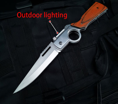 Wood‑Textured Handle Folding Hobby Collectible Pocket Decor Tool