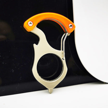 Karabiner-Schlüsselanhänger aus legiertem Stahl mit Flaschenöffner-Werkzeug für den Outdoor-Einsatz