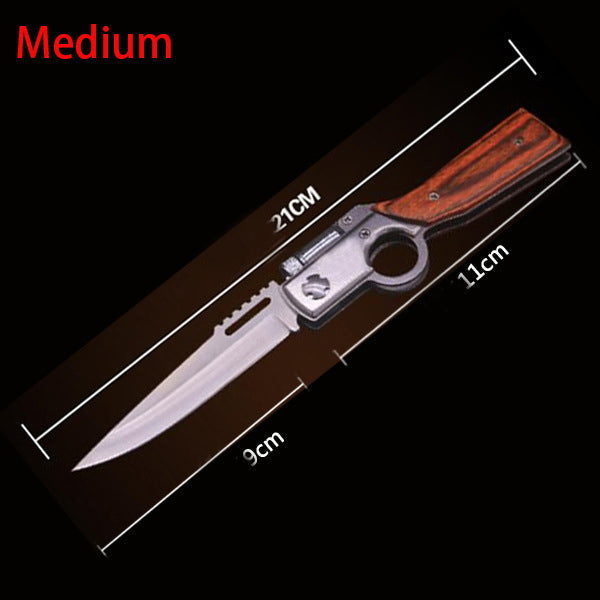 Wood‑Textured Handle Folding Hobby Collectible Pocket Decor Tool