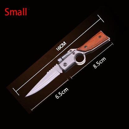 Wood‑Textured Handle Folding Hobby Collectible Pocket Decor Tool