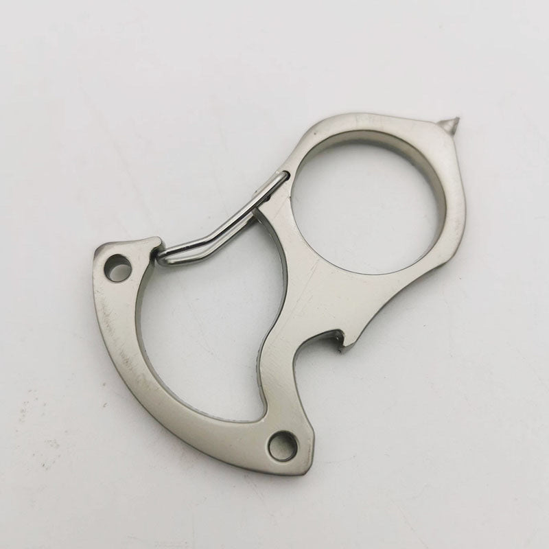 Karabiner-Schlüsselanhänger aus legiertem Stahl mit Flaschenöffner-Werkzeug für den Outdoor-Einsatz