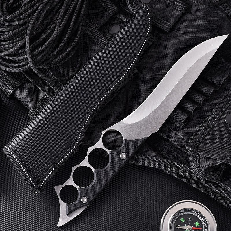 Strumento portatile da esterno a quattro dita color grigio argento