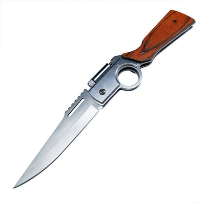 Wood‑Textured Handle Folding Hobby Collectible Pocket Decor Tool