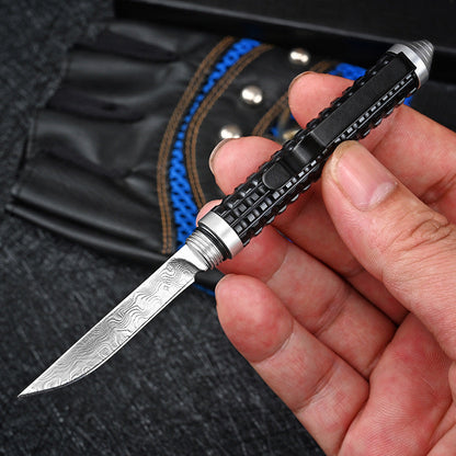 Mini Damascus‑Pattern Pen‑Style Collectible EDC Ornament