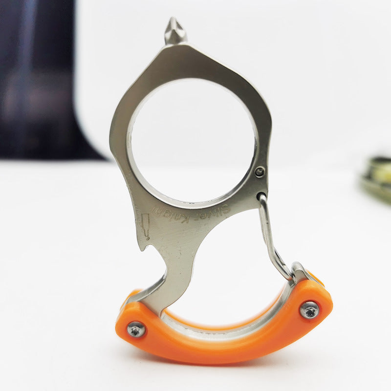 Karabiner-Schlüsselanhänger aus legiertem Stahl mit Flaschenöffner-Werkzeug für den Outdoor-Einsatz
