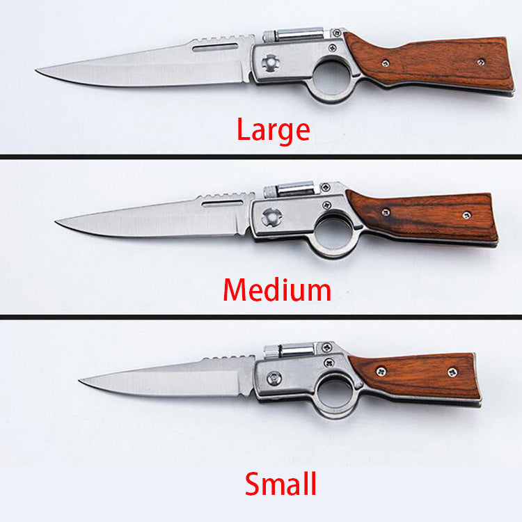 Wood‑Textured Handle Folding Hobby Collectible Pocket Decor Tool