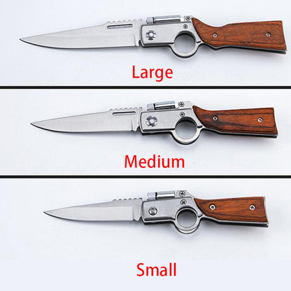 Wood‑Textured Handle Folding Hobby Collectible Pocket Decor Tool