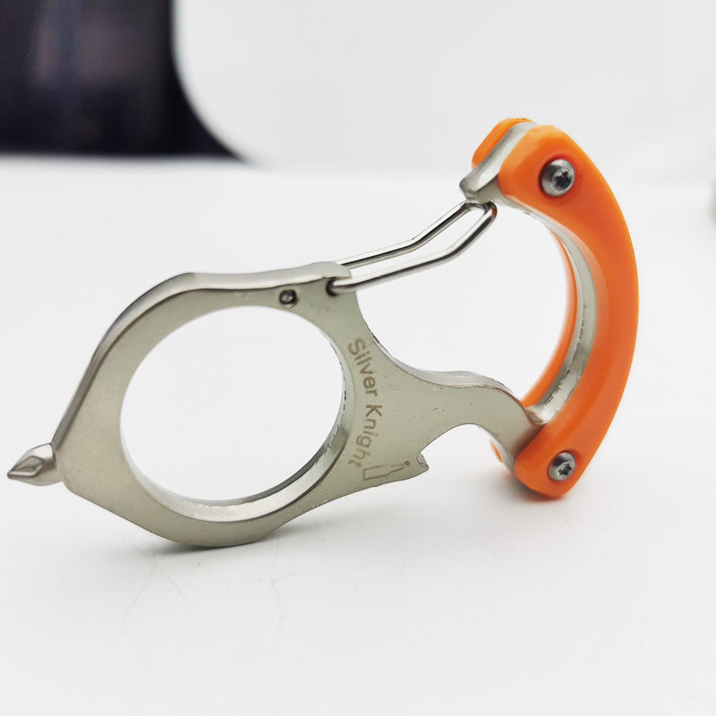 Karabiner-Schlüsselanhänger aus legiertem Stahl mit Flaschenöffner-Werkzeug für den Outdoor-Einsatz