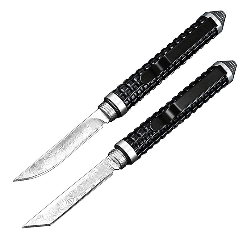 Mini Damascus‑Pattern Pen‑Style Collectible EDC Ornament