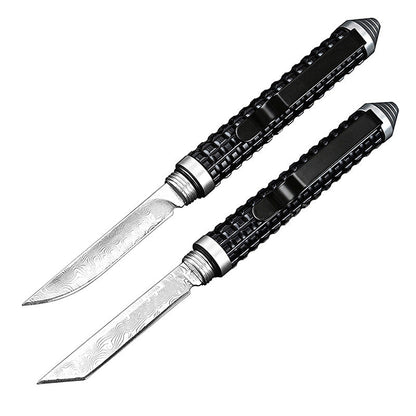 Mini Damascus‑Pattern Pen‑Style Collectible EDC Ornament