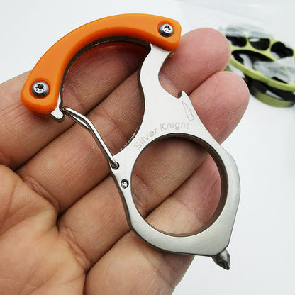 Karabiner-Schlüsselanhänger aus legiertem Stahl mit Flaschenöffner-Werkzeug für den Outdoor-Einsatz