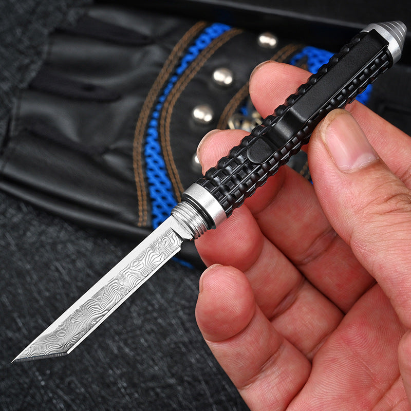 Mini Damascus‑Pattern Pen‑Style Collectible EDC Ornament