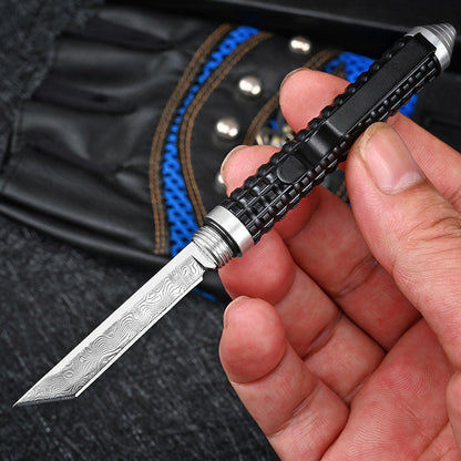 Mini Damascus‑Pattern Pen‑Style Collectible EDC Ornament