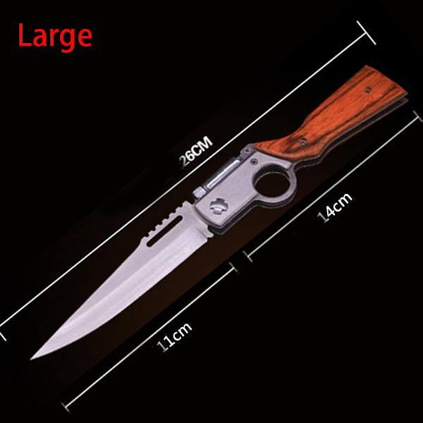 Wood‑Textured Handle Folding Hobby Collectible Pocket Decor Tool