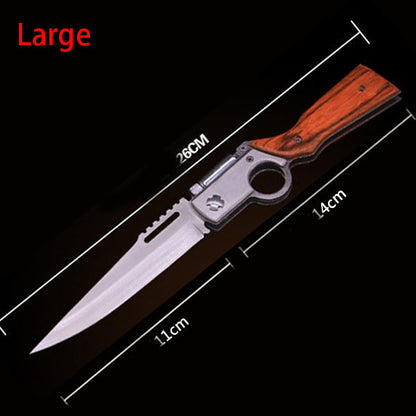 Wood‑Textured Handle Folding Hobby Collectible Pocket Decor Tool