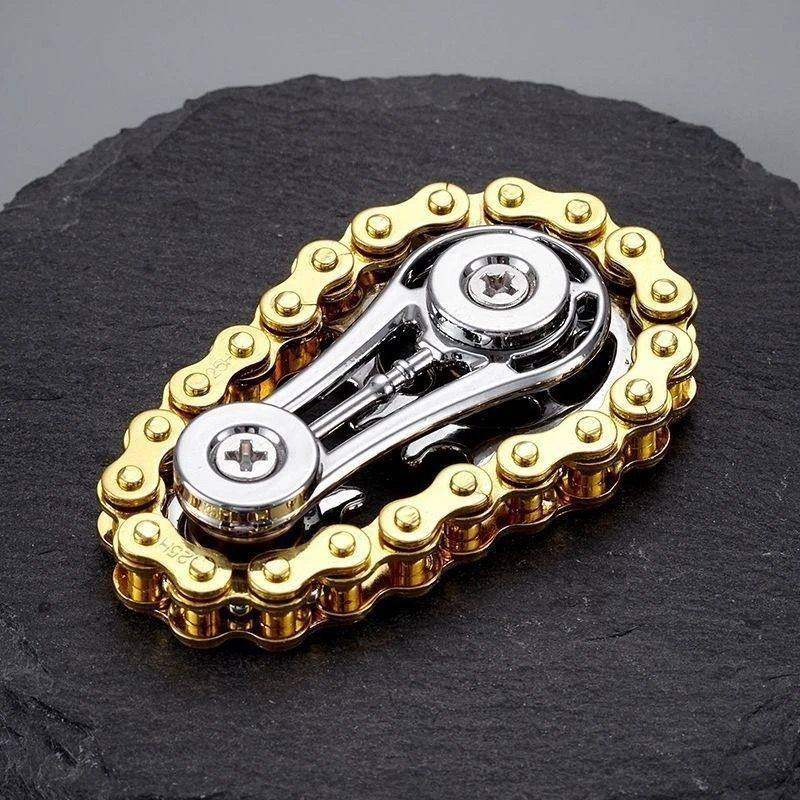 Close‑up CHAIN GEAR GYROSCOPE zinc alloy mechanical gear fidget spinner for stress relief 3