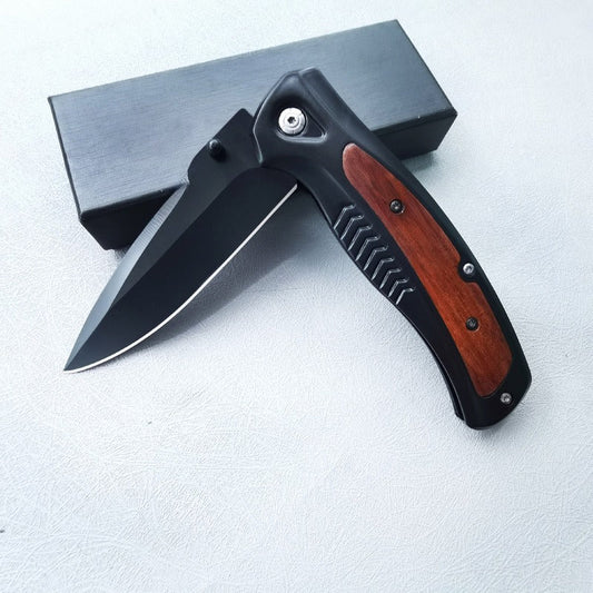 Utensile pieghevole da esterno con manico in acciaio G10 e lama in legno massiccio DA315