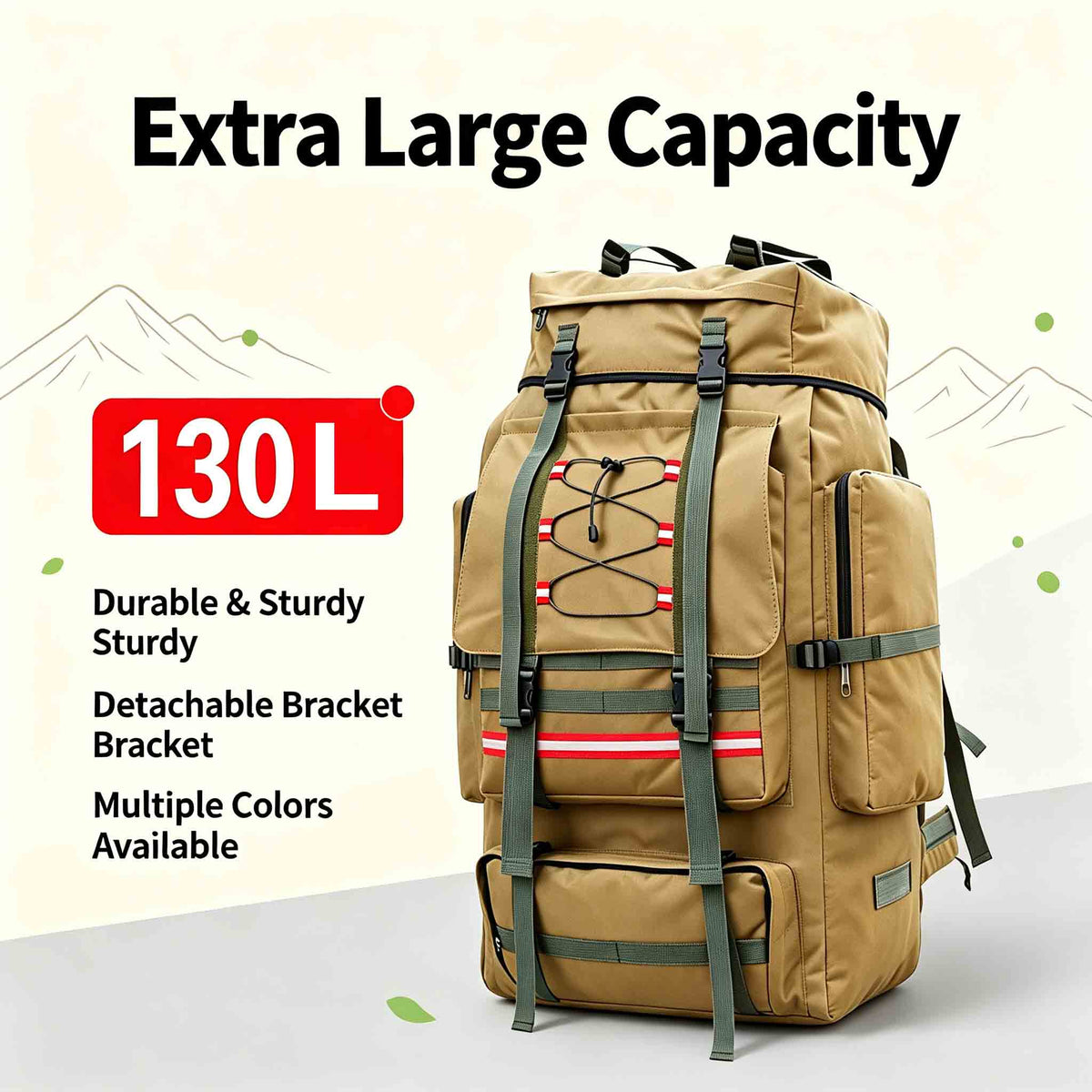 130L Large Capacity Outdoor Travel Camping Backpack
