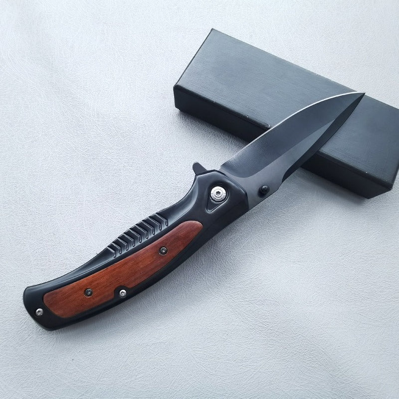 Utensile pieghevole da esterno con manico in acciaio G10 e lama in legno massiccio DA315