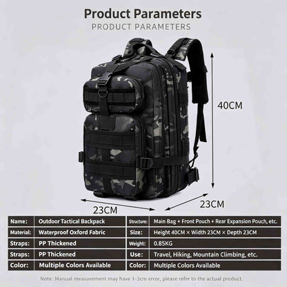 Camouflage 3P Outdoor Backpack, Hiking Travel Daypack