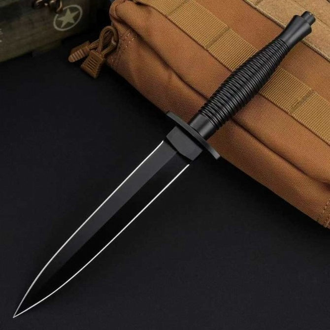 AUS‑10 All‑Steel 60HRC Leather‑Sheath Outdoor EDC Utility Tool