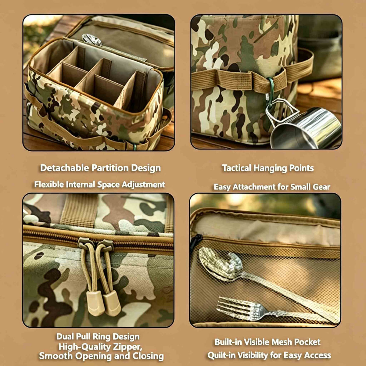 Camping Cookware Storage Bag, Outdoor Portable Picnic Gear Carry Bag