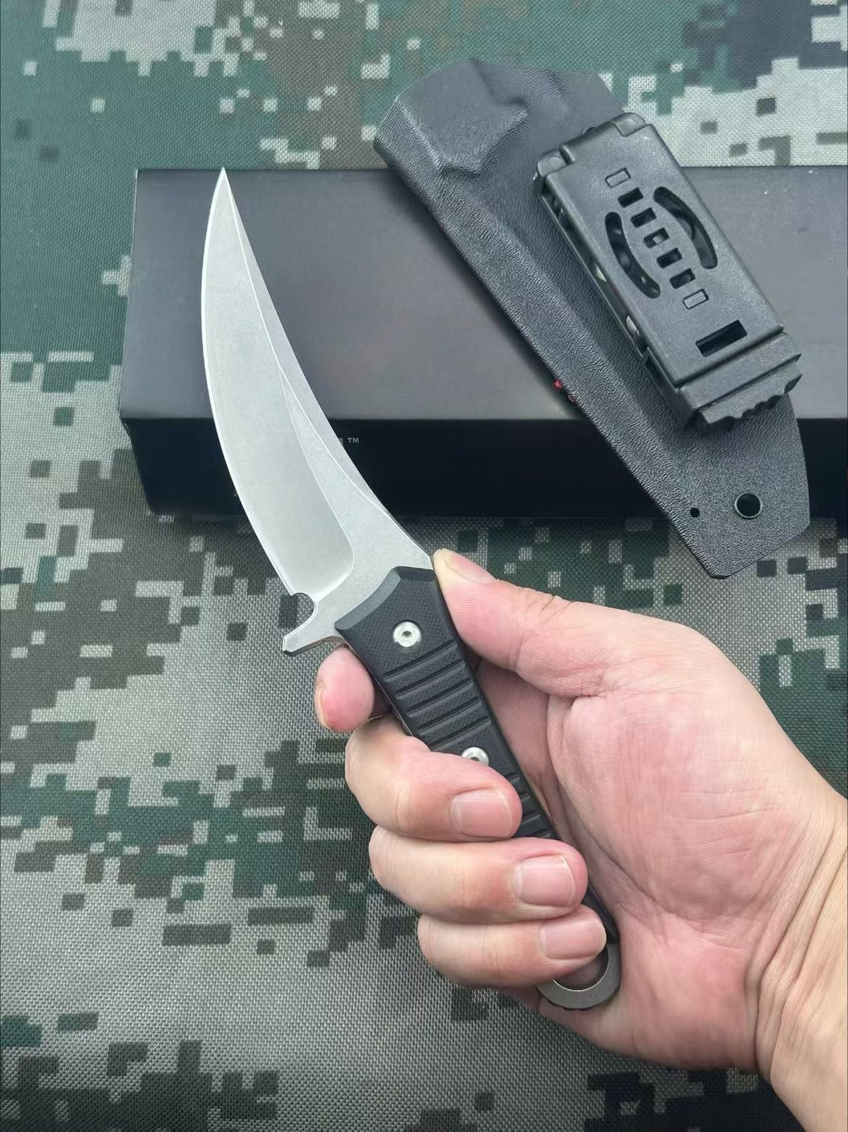 SBK D2‑Steel Stonewashed Black‑G10 Outdoor EDC Utility Tool