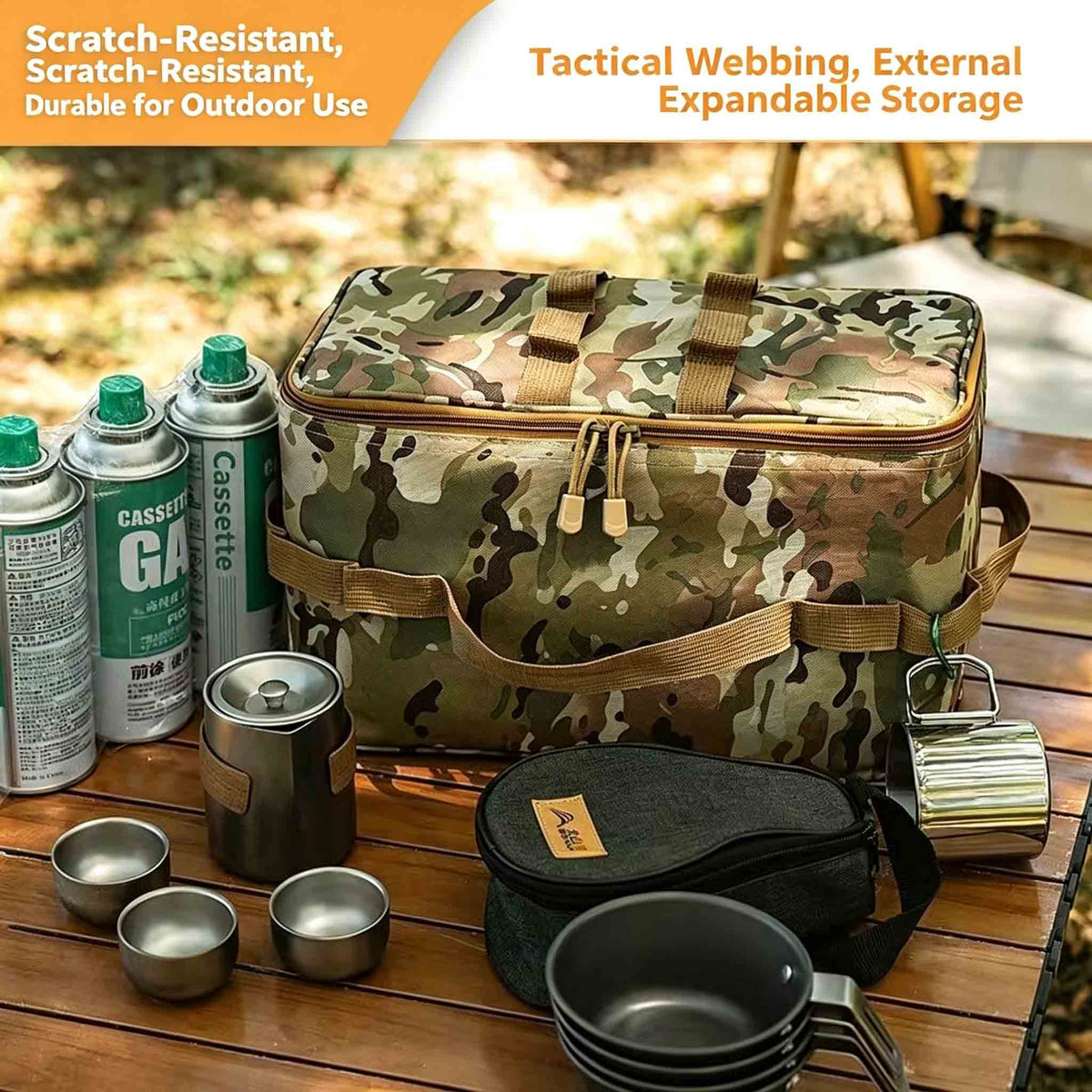 Camping Cookware Storage Bag, Outdoor Portable Picnic Gear Carry Bag