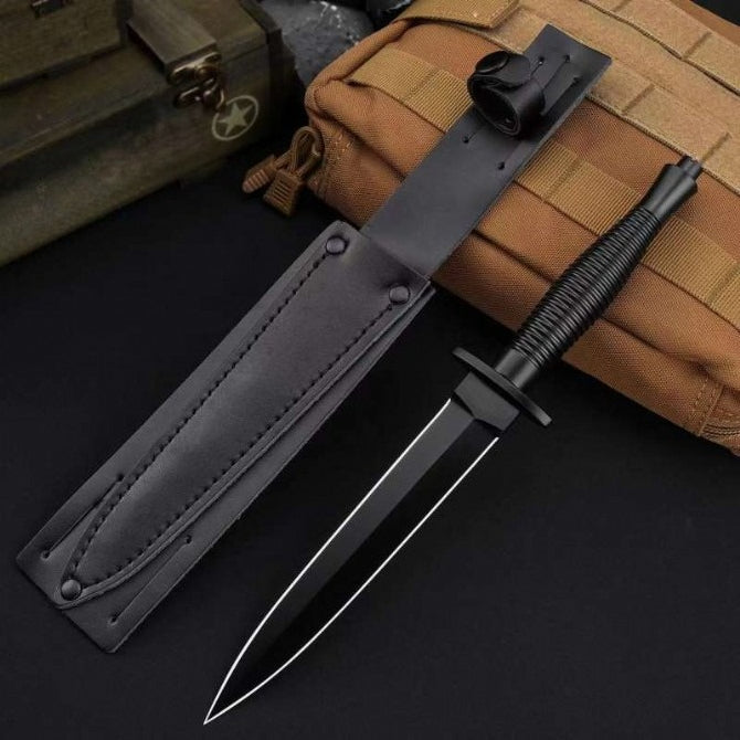 AUS‑10 All‑Steel 60HRC Leather‑Sheath Outdoor EDC Utility Tool