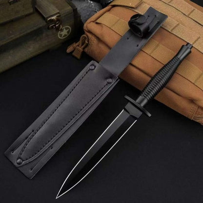 AUS‑10 All‑Steel 60HRC Leather‑Sheath Outdoor EDC Utility Tool