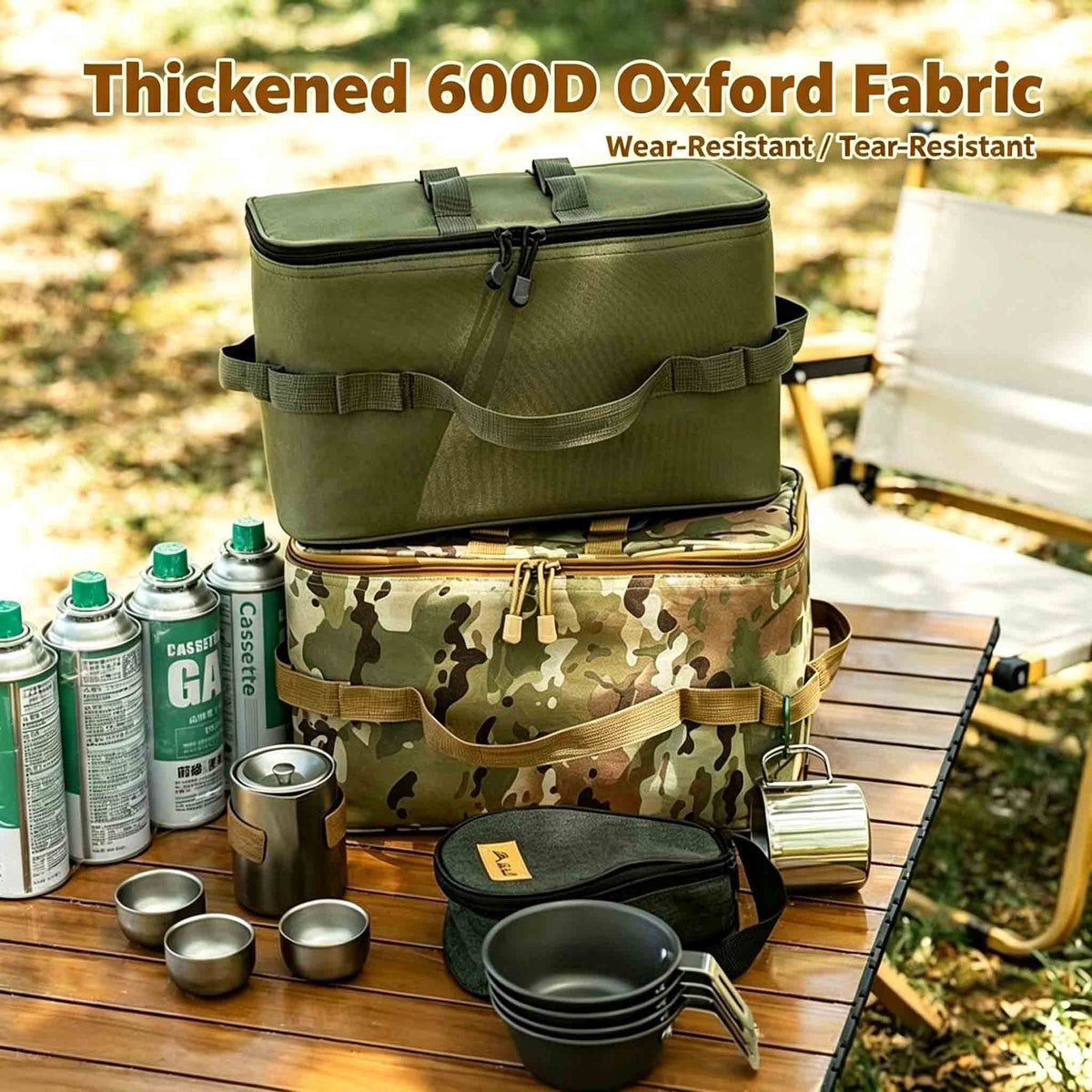 Camping Cookware Storage Bag, Outdoor Portable Picnic Gear Carry Bag