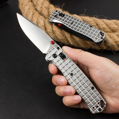 BM535 Bk-4 Checkered Aluminum Handle D2 Outdoor Folding Tool
