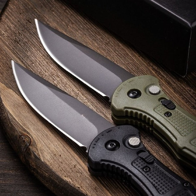 BM9070 Nylon Fiber Handle CNC Water-milled Gray Titanium-plated D2 Steel Outdoor Portable Tool