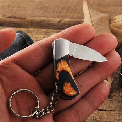 Mini-Klappschlüsselanhänger mit Holzgriff für Rucksack und Werkzeug