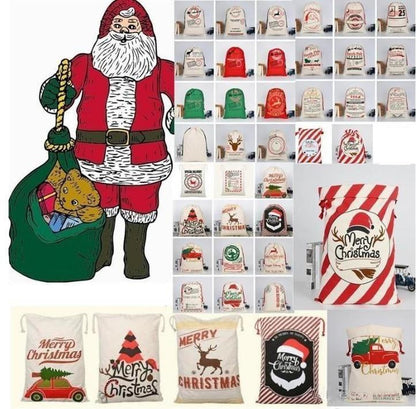 Borsa Grande in Tela Spessa Regalo di Natale in Cotone Ecologica con Coulisse