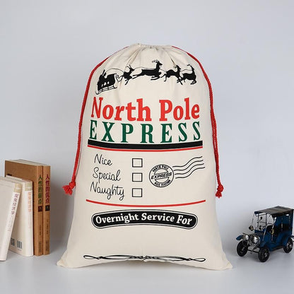 Borsa Grande in Tela Spessa Regalo di Natale in Cotone Ecologica con Coulisse