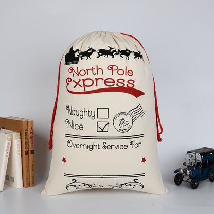 Borsa Grande in Tela Spessa Regalo di Natale in Cotone Ecologica con Coulisse