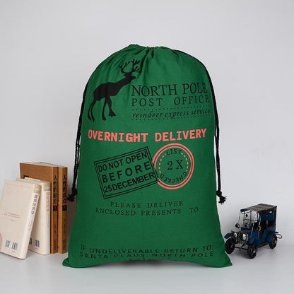 Borsa Grande in Tela Spessa Regalo di Natale in Cotone Ecologica con Coulisse