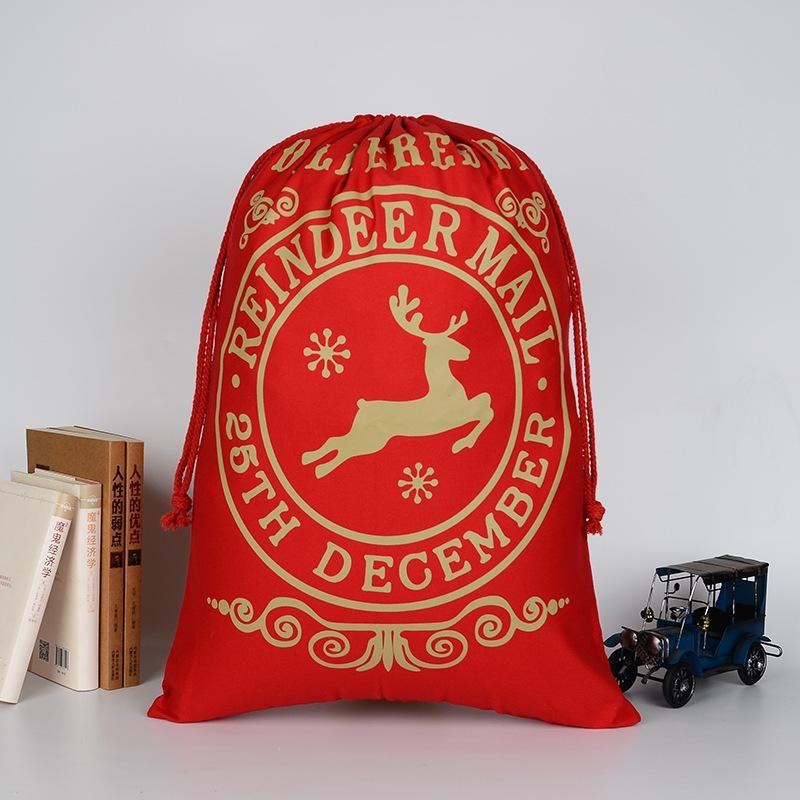 Borsa Grande in Tela Spessa Regalo di Natale in Cotone Ecologica con Coulisse