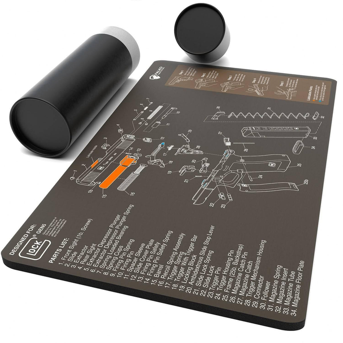 Glock Geräte-Reinigungsmatte mit Diagramm