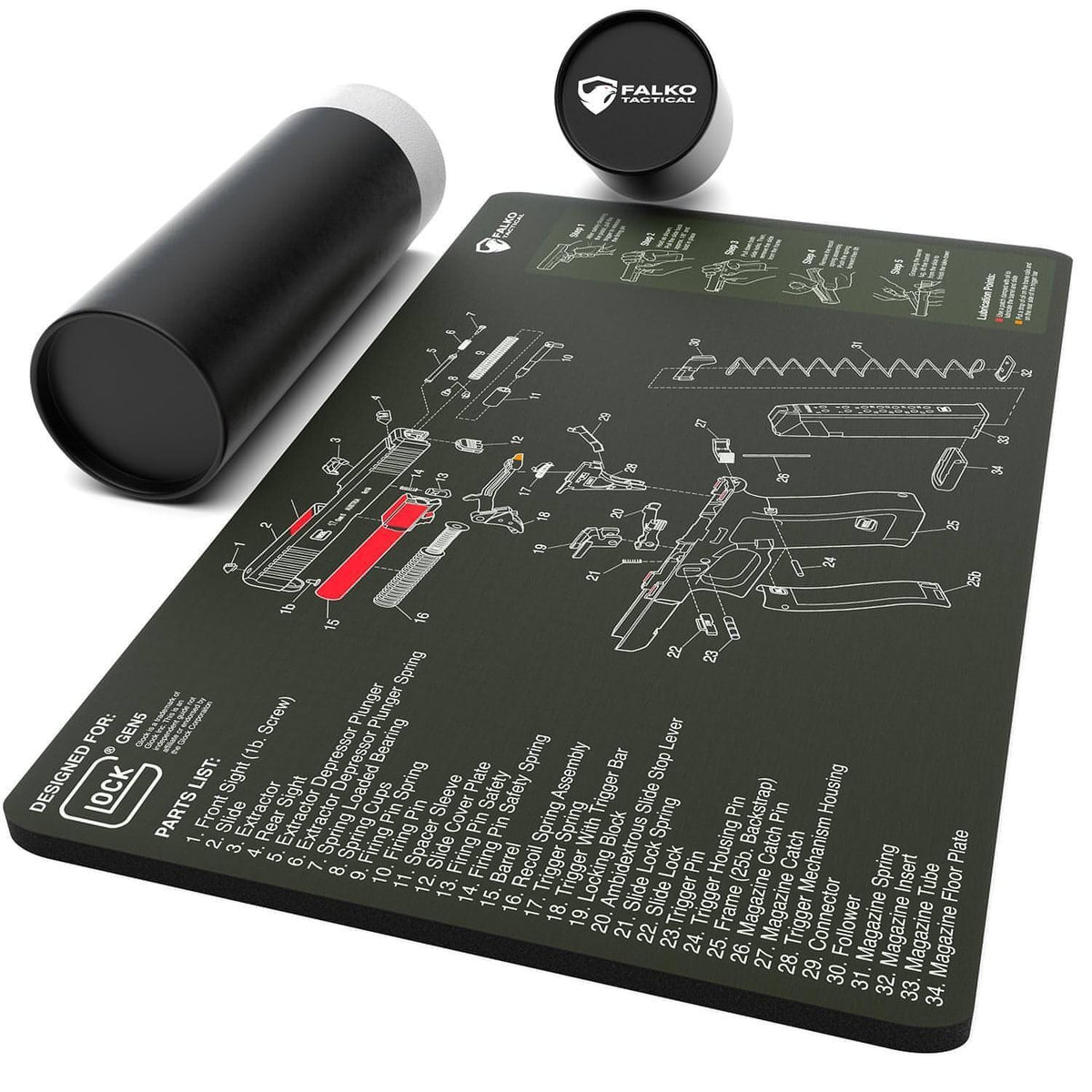Glock Geräte-Reinigungsmatte mit Diagramm