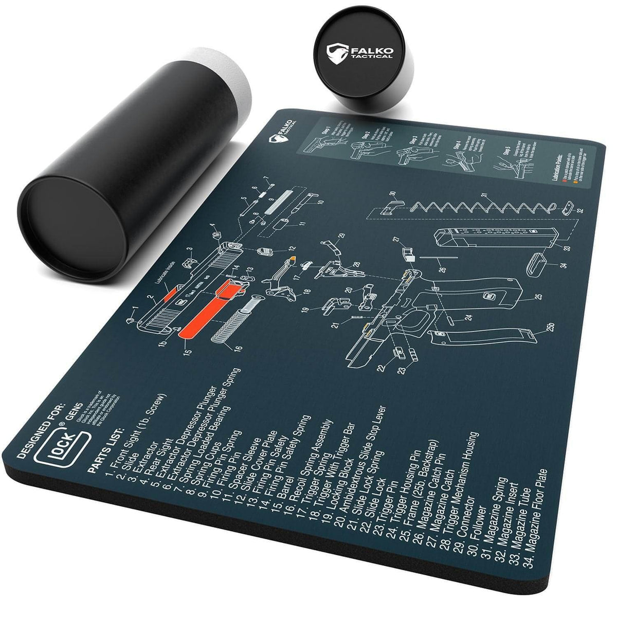 Glock Geräte-Reinigungsmatte mit Diagramm