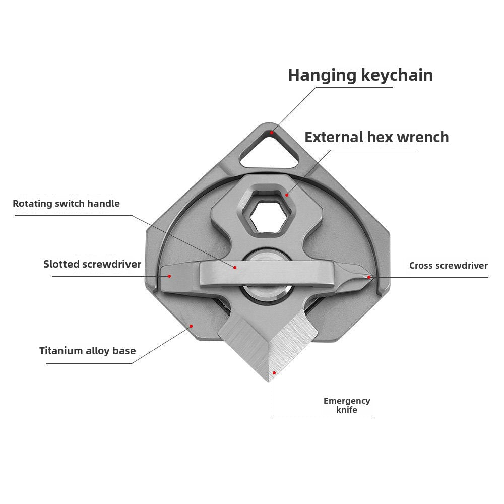 Titanlegierung Mini Multifunktions-Schlüsselanhänger Rucksack EDC Werkzeug
